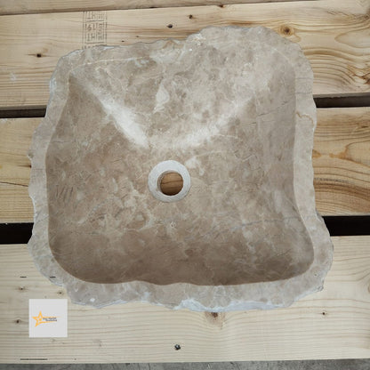 Ready To Ship Beige Marble Sink Ellipse Sink Farmhouse Sink Powder Room Sink  Countertop Sink  Hand Carved Marble Sink  Shapeless Sink