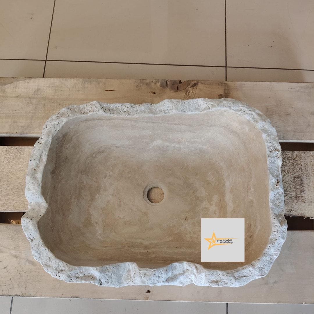 Ready to Ship Travertine Sink Farmhouse Sink Toilet Room Sink Hand Carved Marble Sink Bathroom Sink Natural Stone Sink Shapeless Sink