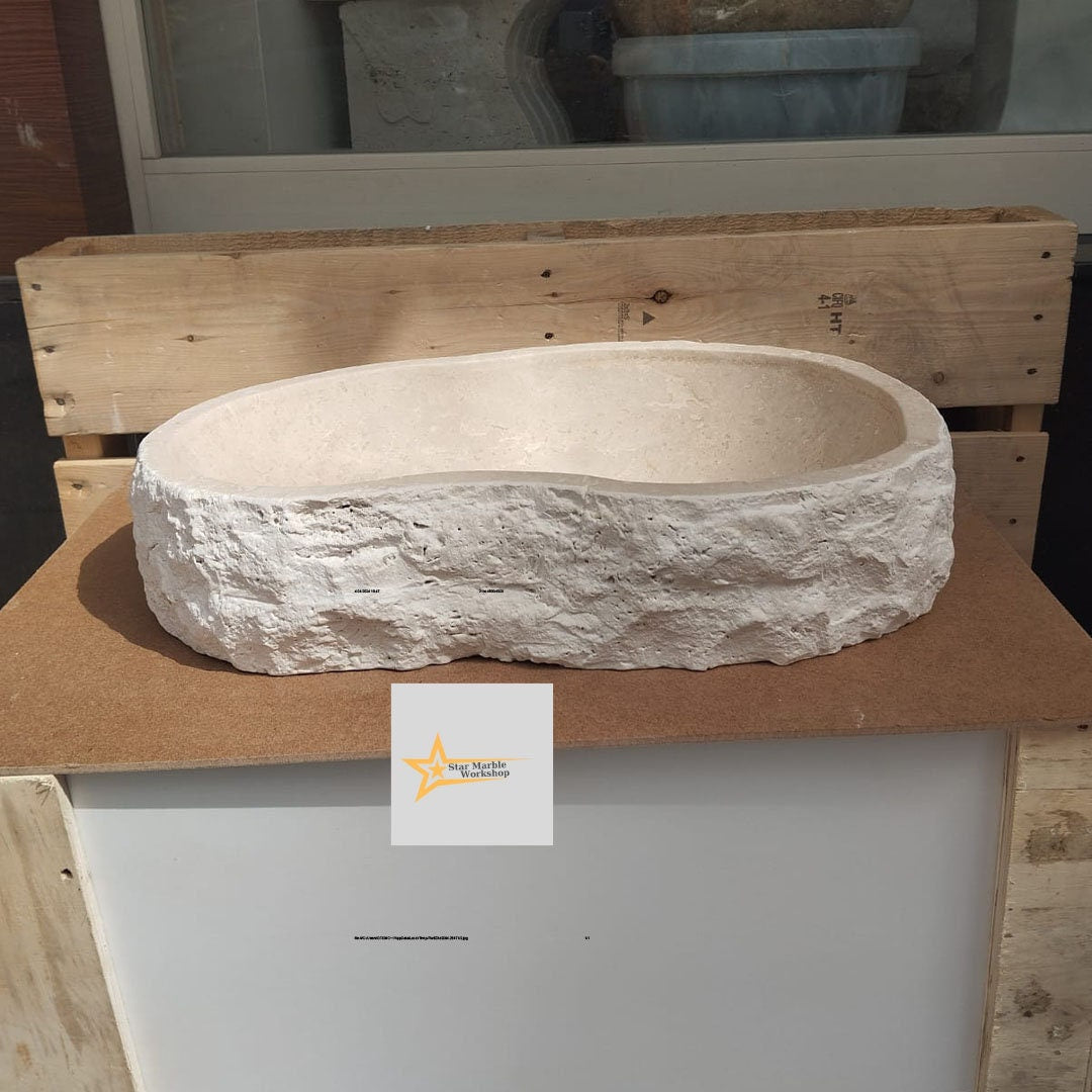 Travertine  Sink Shapeless Sink Farmhouse Sink Powder Room Sink  Hand Carved Marble Sink Bathroom Sink natural stone sink Sink vanity