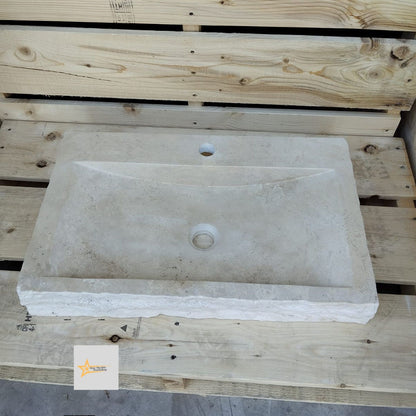 Wall Mounted Sink, Farmhouse Sink, Powder Room Sink, Hand Carved Marble Sink, Natural Stone Sink, Classic Travertine Sink