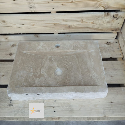 Handmade Travertine Stone Sink – Wall Mounted, Rustic & Modern Bathroom Design