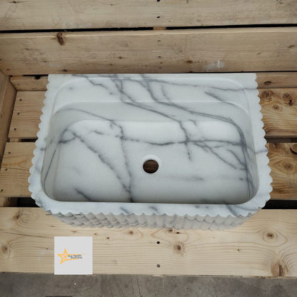 Calacatta Viola Marble Sink Wall Mounted Sink Farmhouse Sink Powder Room Sink Calacatta Sink  Hand Carved Marble Sink Washbasin