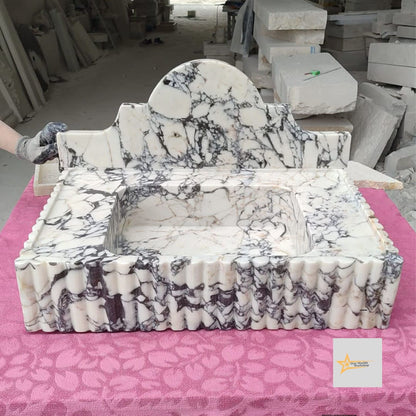 Calacatta Viola Marble Sink Wall Mounted Sink Farmhouse Sink Powder Room Sink Calacatta Sink  Hand Carved Marble Sink Sink vanity