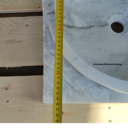 Ready to Ship Carrera White Marble Sink Wall Mounted Sink Farmhouse Sink Powder Room Sink Hand Carved Marble Sink