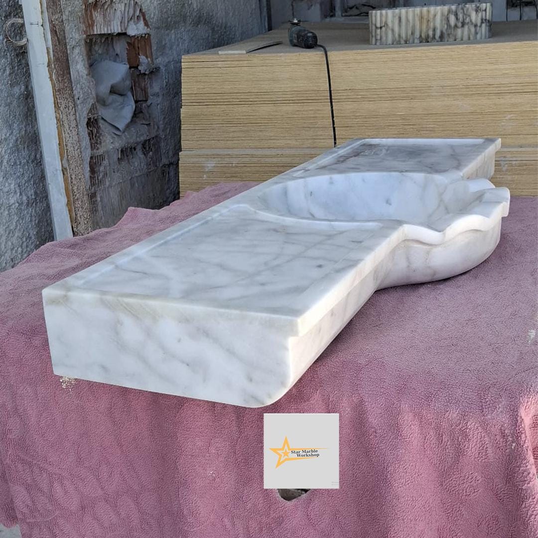 White Marble Sink Wall Mounted Sink Farmhouse Sink Powder Room Sink Hand Carved Marble Sink Sink vanity Sink Vanity