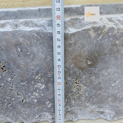 Ready to Ship Silver Travertine Sink Farmhouse Sink Powder Room Sink Hand Carved Marble Sink Bathroom Sink Natural Stone With Faucet Hole