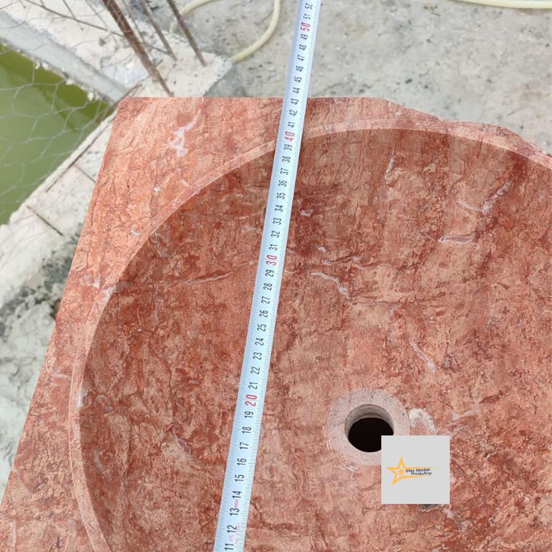 Red Travertine Vertical Sink Farmhouse Sink Toilet Room Sink Hand Carved Marble Sink Bathroom Sink Natural Stone Sink Shapeless Sink