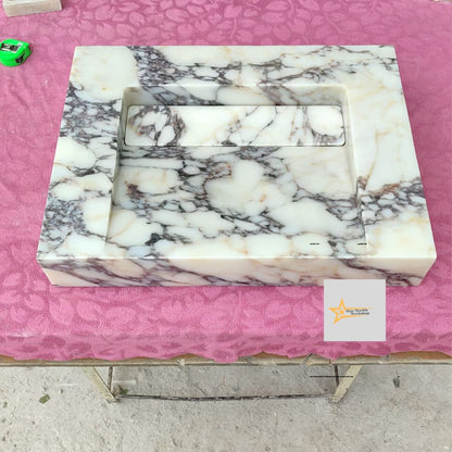 Ready To Ship Calacatta Viola Marble Sink Wall Mounted Sink Farmhouse Sink Calacatta Sink Hand Carved Marble Sink Hidden Drain Wash Basin