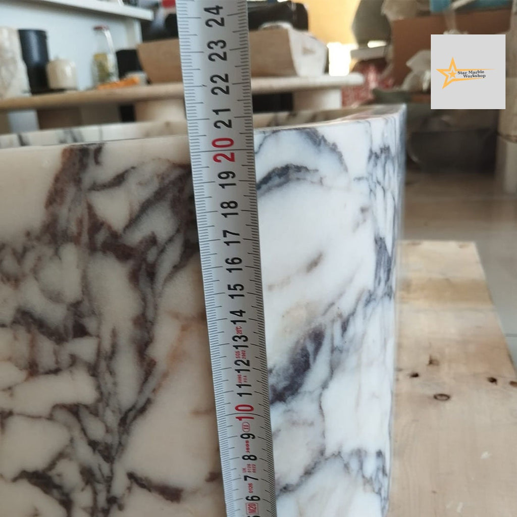 Ready To Ship Calacatta Viola Marble Sink Wall Mounted Sink Farmhouse Sink Powder Room Sink Calacatta Sink  Hand Carved Marble Sink