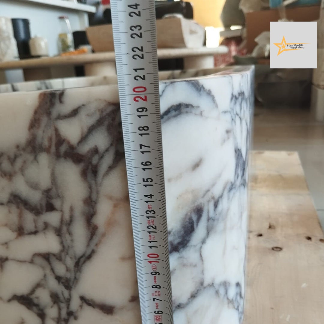 Ready To Ship Calacatta Viola Marble Sink Wall Mounted Sink Farmhouse Sink Powder Room Sink Calacatta Sink  Hand Carved Marble Sink