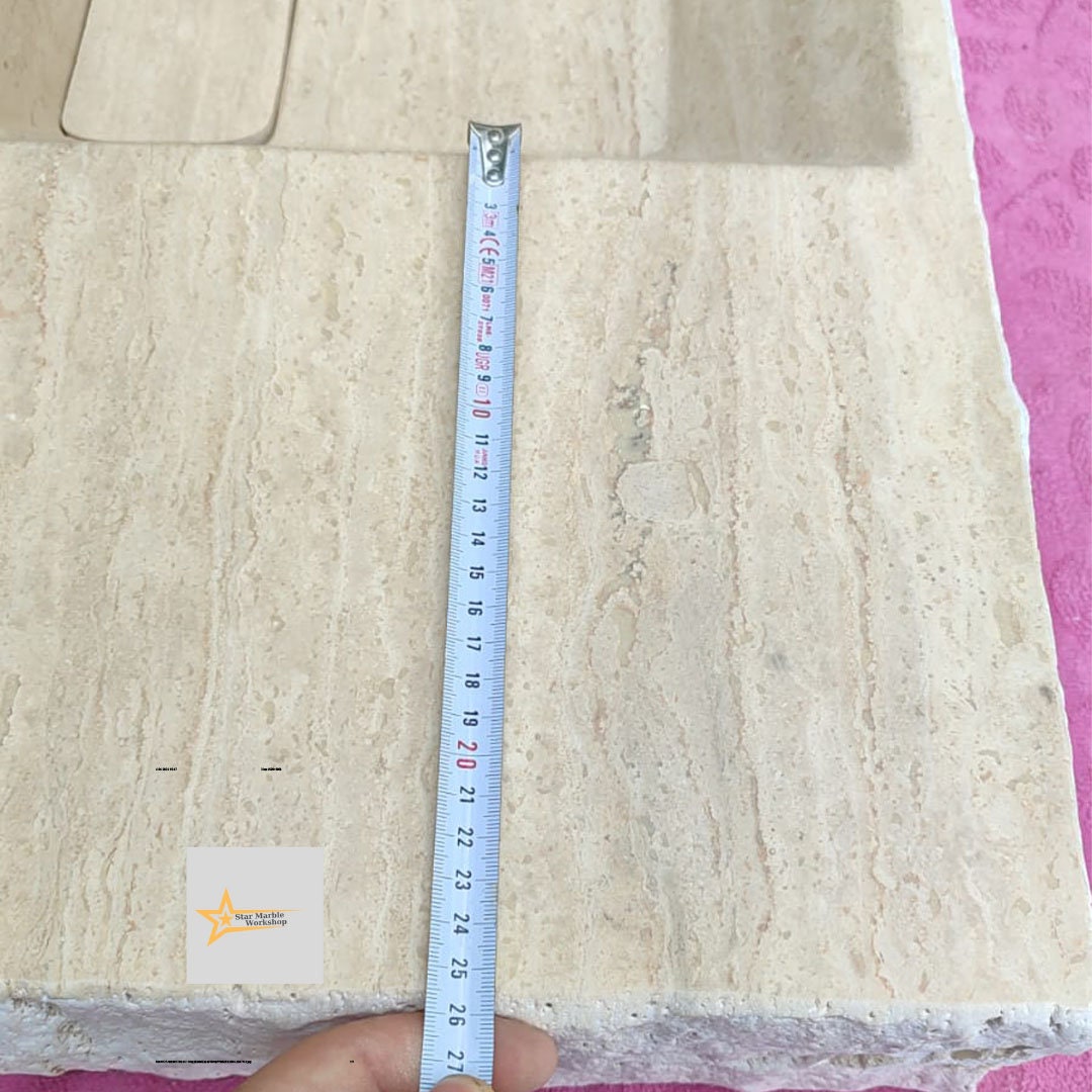 Handmade Travertine Stone Sink – Wall Mounted, Rustic & Modern Bathroom Design