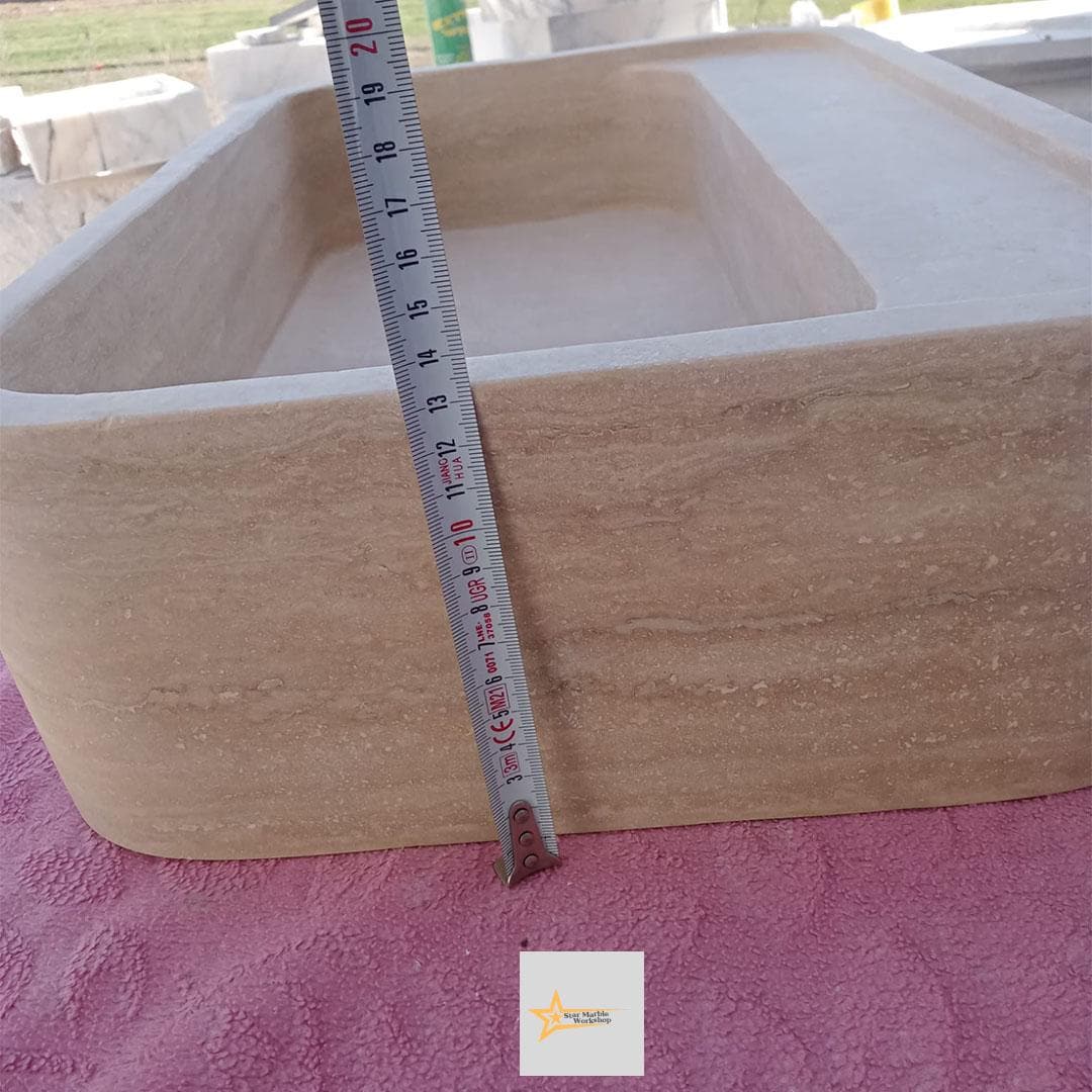 Wall Mounted Sink, Farmhouse Sink, Toilet Room Sink, Hand Carved Marble Sink, Natural Stone Sink, Classic Travertine Sink