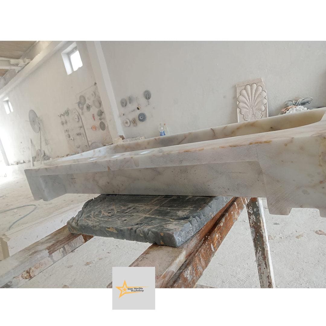 Calacatta Gold Rectangular Sink, Sink With Faucet Hole Farmhouse Sink Powder Room Sink Calacatta Sink  Hand Carved Marble Sink Washbasin
