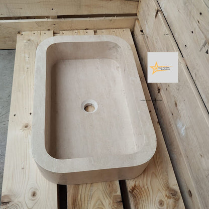 Ready to Ship Travertine  Sink Farmhouse Sink Powder Room Sink Calacatta Sink Hand Carved Marble Sink Bathroom Sink natural stone sink