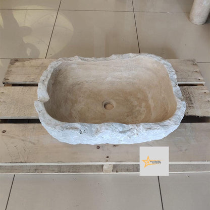 Ready to Ship Travertine Sink Farmhouse Sink Toilet Room Sink Hand Carved Marble Sink Bathroom Sink Natural Stone Sink Shapeless Sink