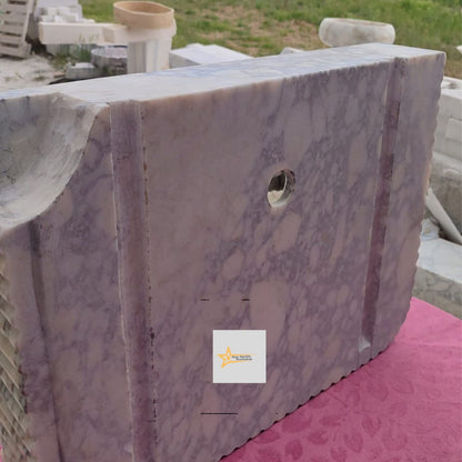 Ready To Ship Calacatta Viola Marble Sink Wall Mounted Sink Farmhouse Sink Powder Room Sink Calacatta Sink  Hand Carved Marble Sink