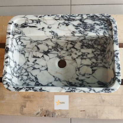 Calacatta Viola Marble Sink Wall Mounted Sink Farmhouse Sink Toilet Room Sink Calacatta Sink Hand Carved Marble Sink Marble Sink