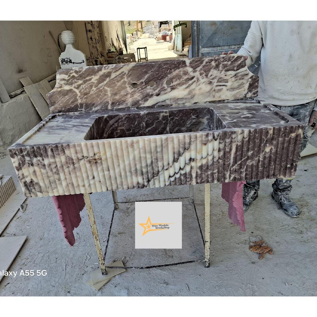 Purple Marble Sink Wall Mounted Sink Farmhouse Sink Toilet Room Sink Hand Carved Marble Sink Counter Top Sink sink for bathroom