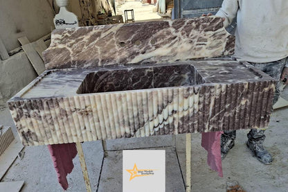 Purple Marble Sink Wall Mounted Sink Farmhouse Sink Toilet Room Sink Hand Carved Marble Sink Counter Top Sink sink for bathroom