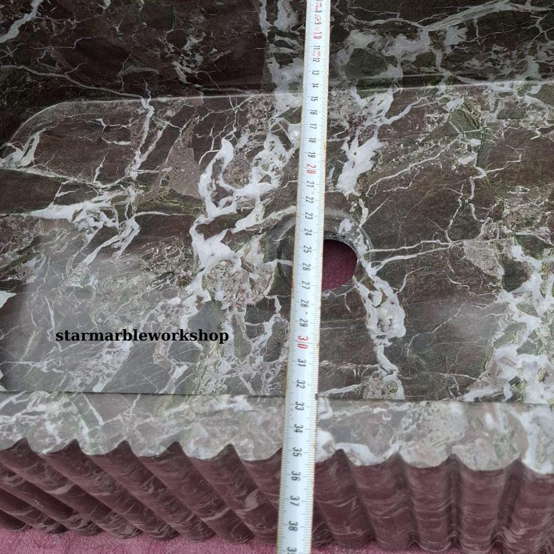 Hand-Carved Marble Sink, Grooved Sink, Wall-Mounted Sink, Luxury Design, Bathroom Sink, Colorful Sinks, Purple Sink, Minimalist Sink,