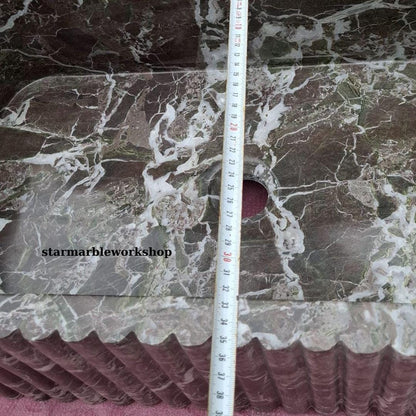 Hand-Carved Marble Sink, Grooved Sink, Wall-Mounted Sink, Luxury Design, Bathroom Sink, Colorful Sinks, Purple Sink, Minimalist Sink,