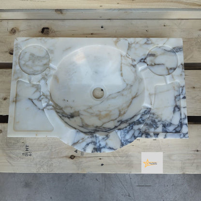Calacatta Viola Marble Sink Wall Mounted Sink Farmhouse Sink Powder Room Sink Calacatta Sink  Hand Carved Marble Sink
