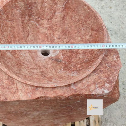 Red Travertine Vertical Sink Farmhouse Sink Toilet Room Sink Hand Carved Marble Sink Bathroom Sink Natural Stone Sink Shapeless Sink