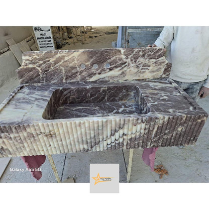 Purple Marble Sink Wall Mounted Sink Farmhouse Sink Toilet Room Sink Hand Carved Marble Sink Counter Top Sink sink for bathroom