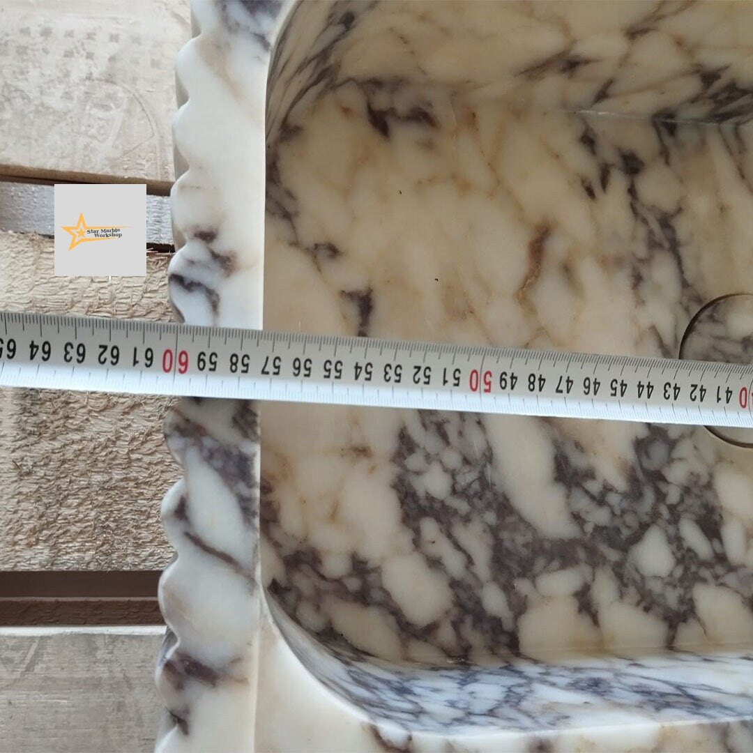 Handmade Calacatta Viola Marble Sink: Luxury Stone Bath Decor