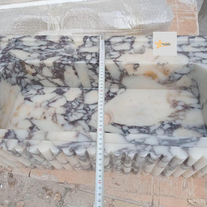 Handmade Calacatta Viola Marble Sink Wall-Mounted & Countertop with Backsplash, Modern Bathroom Design Natural Stone Sink sink for bathroom