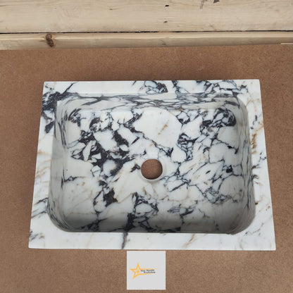 Calacatta Viola Marble Sink  Farmhouse Sink Powder Room Sink Calacatta Sink  Hand Carved Marble Sink Marble Sink Sink vanity