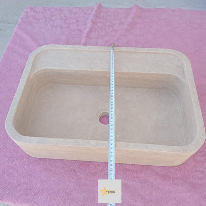 Wall Mounted Sink, Farmhouse Sink, Toilet Room Sink, Hand Carved Marble Sink, Natural Stone Sink, Classic Travertine Sink