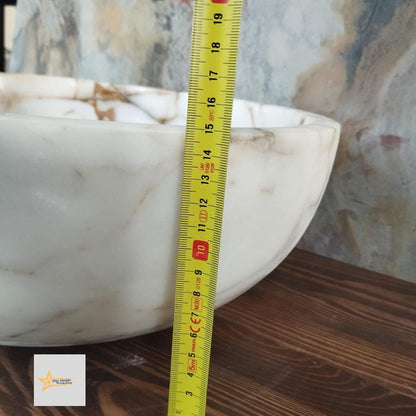 Ready to Ship Gold Calacatta Round Sink Counter Top Sink Toilet Room Sink Calacatta Sink Hand Carved Marble Sink Marble Sink Sink vanity