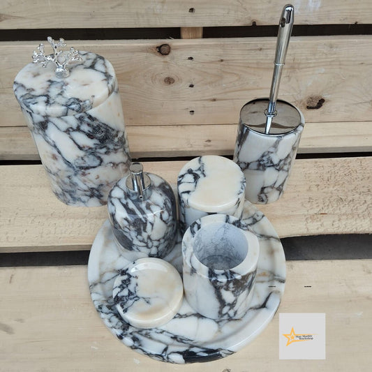 Ready to ship calacatta marble bathroom set Luxury bathroom Marble bathroom set 7 piece bathroom design set