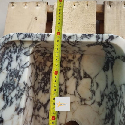 Calacatta Viola Marble Sink Wall Mounted Sink Farmhouse Sink Toilet Room Sink Calacatta Sink Hand Carved Marble Sink Marble Sink