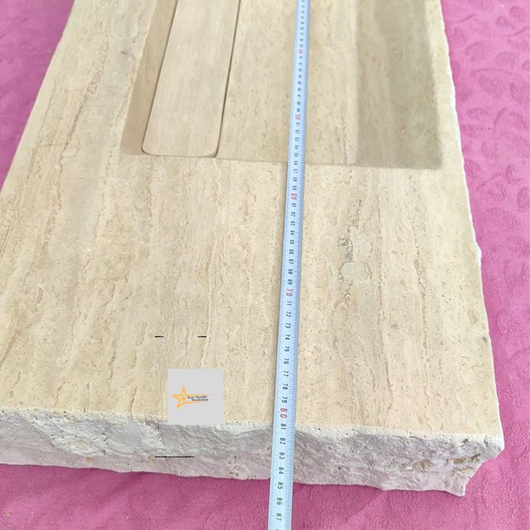 Handmade Travertine Stone Sink – Wall Mounted, Rustic & Modern Bathroom Design