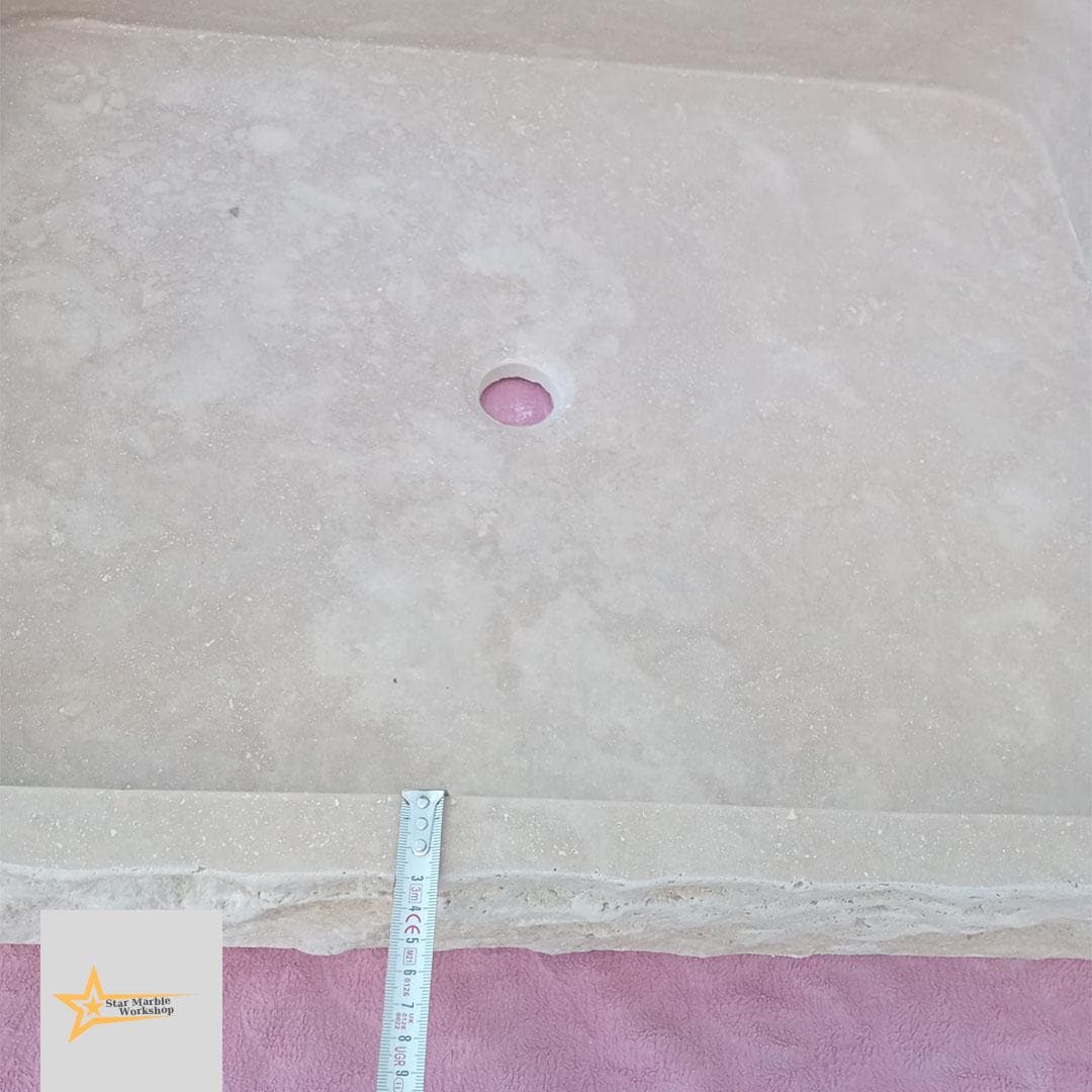 Hand Carved Travertine Sink – Natural Stone Wall Mounted or Farmhouse Bathroom & Powder Room Vanity Sink