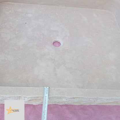Hand Carved Travertine Sink – Natural Stone Wall Mounted or Farmhouse Bathroom & Powder Room Vanity Sink