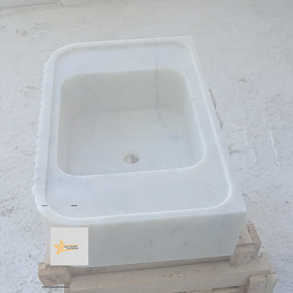 Ready to Ship White Marble Sink Wall Mounted Sink Farmhouse Sink Powder Room Sink Hand Carved Marble Sink Sink vanity