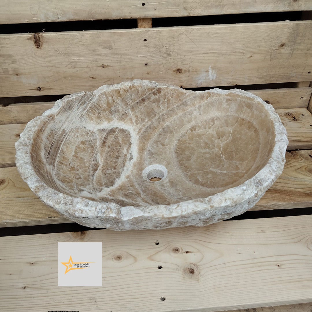 Ready To Ship Onyx Marble Sink Ellipse Sink Farmhouse Sink Powder Room Sink  Countertop Sink  Hand Carved Marble Sink Oval Sink