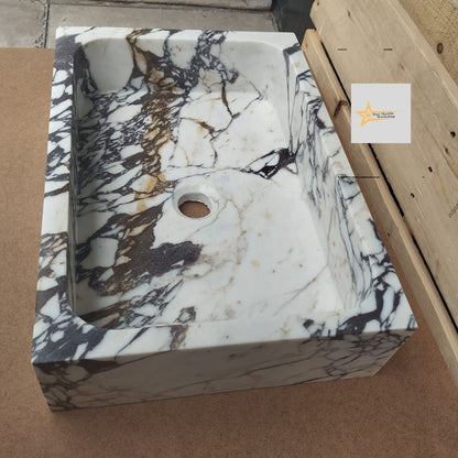 Calacatta Viola Marble Sink  Farmhouse Sink Powder Room Sink Calacatta Sink  Hand Carved Marble Sink Marble Sink Sink vanity