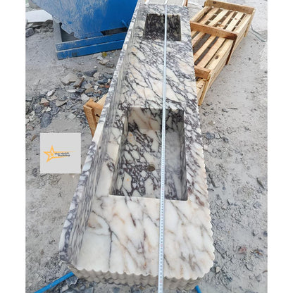 Handmade Calacatta Viola Marble Double Sink – Luxury Bathroom Basin, Wall-Mounted or Countertop Natural Stone Vanity