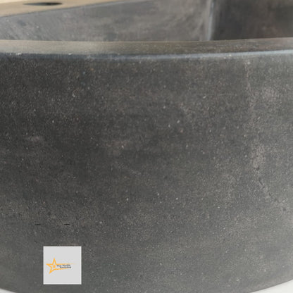 Basalt Black Stone D Design Sink With Faucet Hole 100% Natural Stone   Matte Black Sink Stone Sink Bathroom Design Sink vanity Handmade Sink