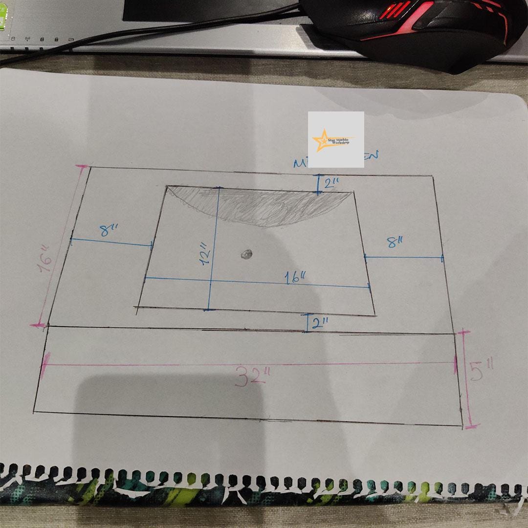 Calacatta Lilac Rectangular Sink, Wall Mounted Sink, Farmhouse Sink, Powder Room Sink, Calacatta Sink, Hand Carved Marble Sink, Sink