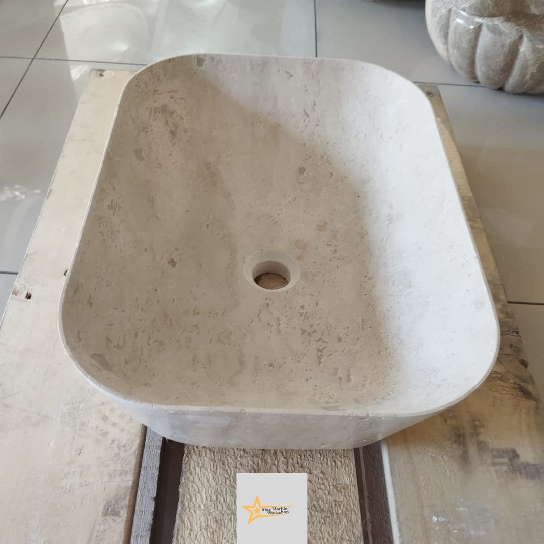 Travertine  Sink  Farmhouse Sink Powder Room Sink  Hand Carved Marble Sink Bathroom Sink natural stone sink