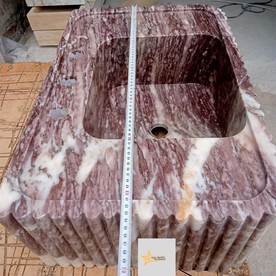 Purple Marble Sink Wall Mounted Sink Farmhouse Sink Toilet Room Sink Hand Carved Marble Sink Counter Top Sink Sink vanity