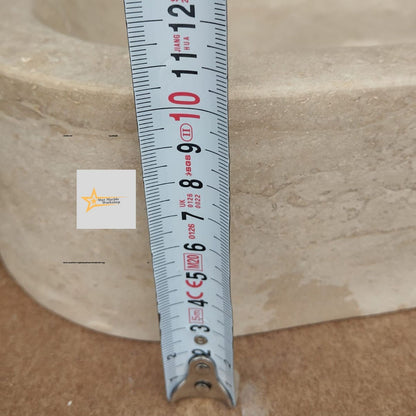 Hand Carved Travertine Marble Sink: Farmhouse Bathroom Vanity (W19.6" x D15.7" x H3.9")