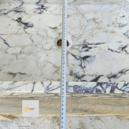Ready to Ship Calacatta Viola Marble Sink Counter Top Sink Farmhouse Sink Powder Room Sink Calacatta Sink Hand Carved Marble Sink
