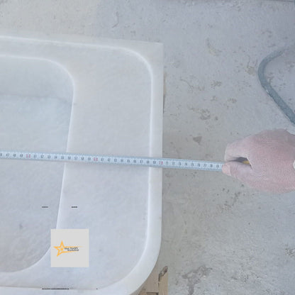 Ready to Ship White Marble Sink Wall Mounted Sink Farmhouse Sink Powder Room Sink Hand Carved Marble Sink Sink vanity