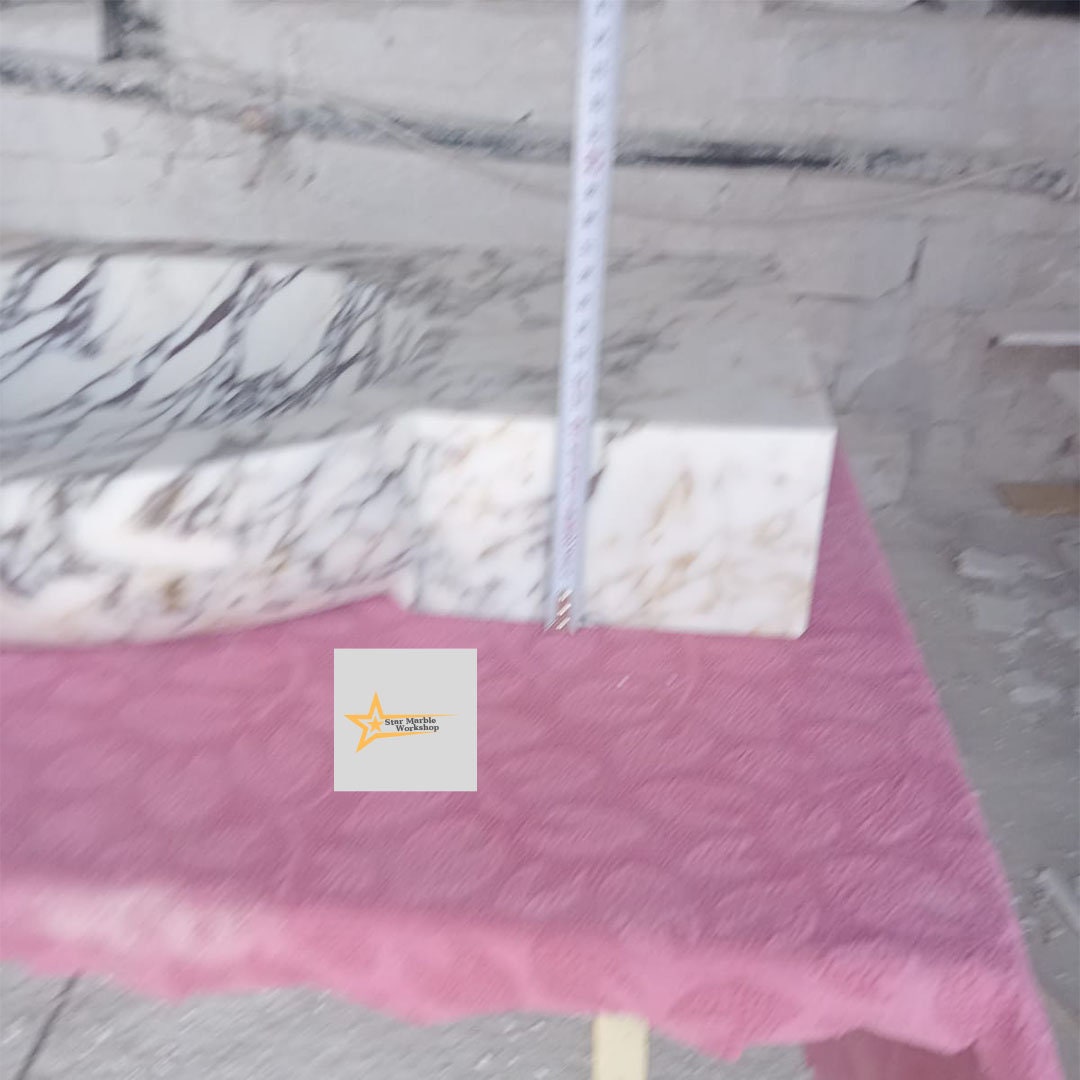 Ready To Ship Calacatta Viola Marble Sink Wall Mounted Sink Farmhouse Sink Powder Room Sink Calacatta Sink  Hand Carved Marble Sink